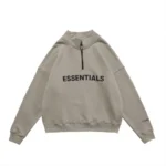 Essentials Half Zip High Collar Loose Hoodie